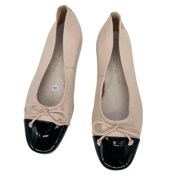 Paul Green $398 Leather 1000 Ballet Flat Black Biscuit Bow Cap Toe Women AU 4 - Picture 7 of 15